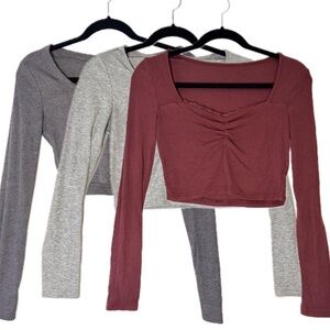 SET OF 3 - Long Sleeve Crop Tops
